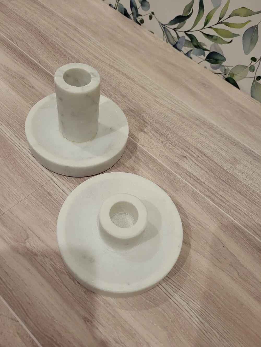 Studio McGee White Marble Candle Holders - Set of 2
